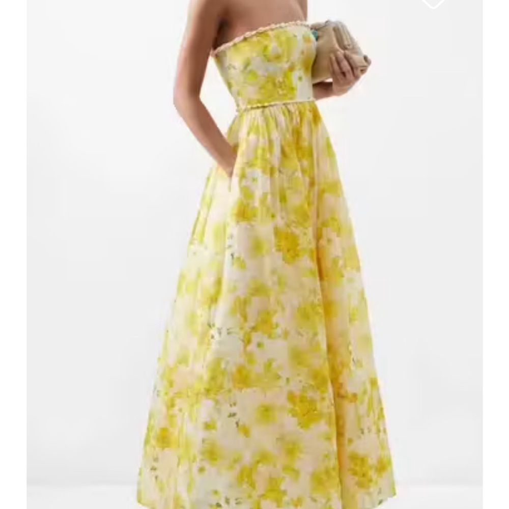 ZIMMERMANN WONDERLAND SHELL EMBELLISHED SILK BLEND GOWN YELLOW